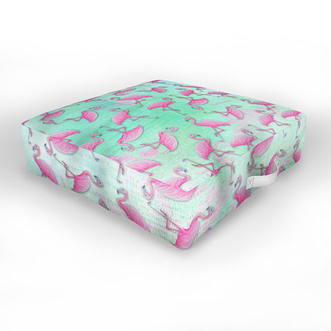 Madart Inc. Pink and Aqua Flamingos Outdoor Floor Cushion