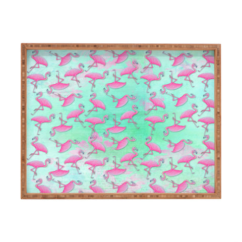Madart Inc. Pink and Aqua Flamingos Rectangular Tray