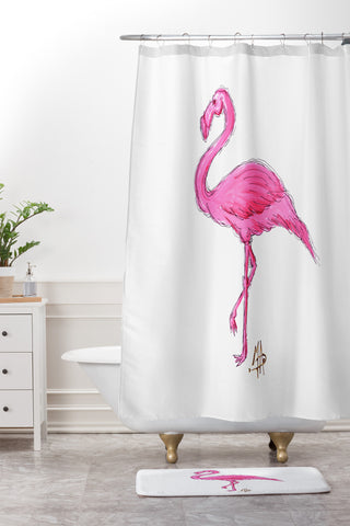 Madart Inc. Pinkest Flamingo Shower Curtain And Mat