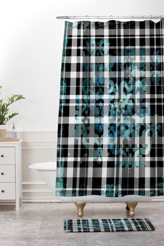 Madart Inc. Plaid Modern Design Mysterious Shower Curtain And Mat