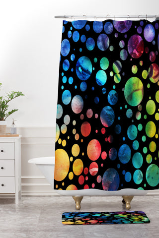 Madart Inc. Polka Dots Black Shower Curtain And Mat
