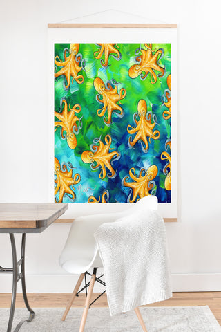 Madart Inc. Sea of Whimsy Octopus Pattern Art Print And Hanger