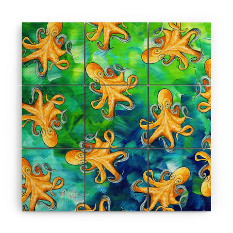 Madart Inc. Sea of Whimsy Octopus Pattern Wood Wall Mural