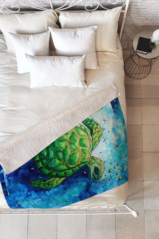 Madart Inc. Sea of Whimsy Sea Turtle Fleece Throw Blanket