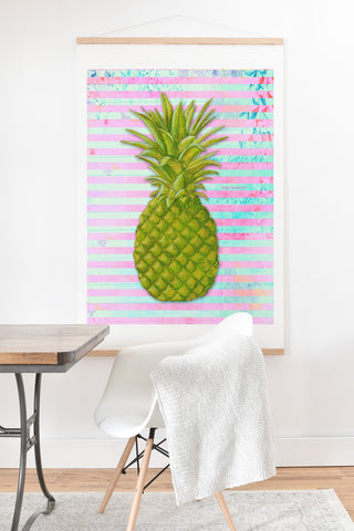 Madart Inc. Striped Pineapple Art Print And Hanger