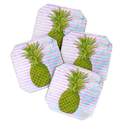 Madart Inc. Striped Pineapple Coaster Set