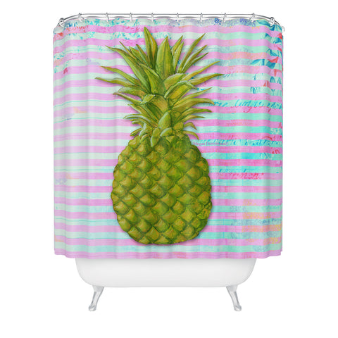 Madart Inc. Striped Pineapple Shower Curtain