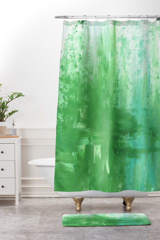 Madart Inc. The Fire Within Minty Shower Curtain And Mat