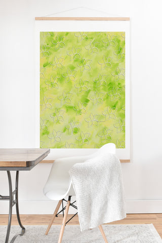 Madart Inc. Tropical Fusion 26 Green Plumerias Art Print And Hanger