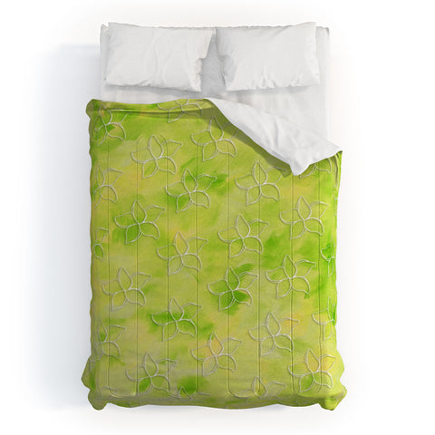 Madart Inc. Tropical Fusion 26 Green Plumerias Comforter