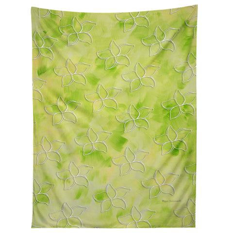 Madart Inc. Tropical Fusion 26 Green Plumerias Tapestry