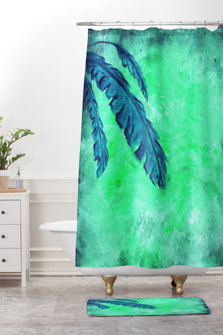 Madart Inc. Tropical Splash Aqua Shower Curtain And Mat