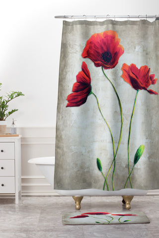 Madart Inc. Vibrant Poppies I Shower Curtain And Mat