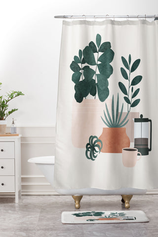 Madeline Kate Martinez Coffee Plants x The Sill Shower Curtain And Mat