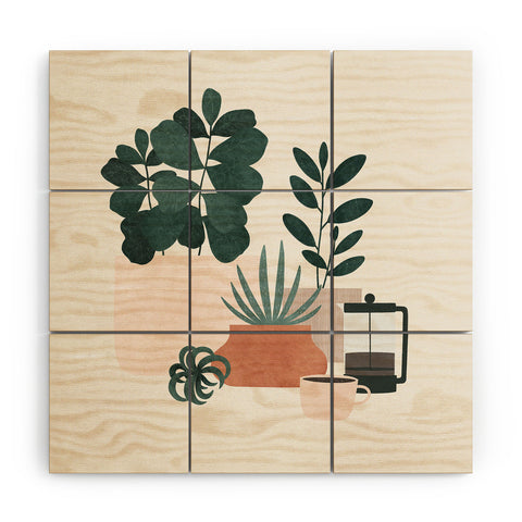 Madeline Kate Martinez Coffee Plants x The Sill Wood Wall Mural