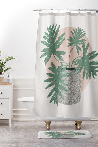 Madeline Kate Martinez split leaf philodendron Shower Curtain And Mat