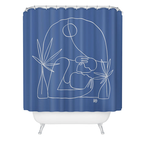 Maggie Stephenson Dreamers no4 classic blue Shower Curtain