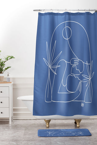 Maggie Stephenson Dreamers no4 classic blue Shower Curtain And Mat