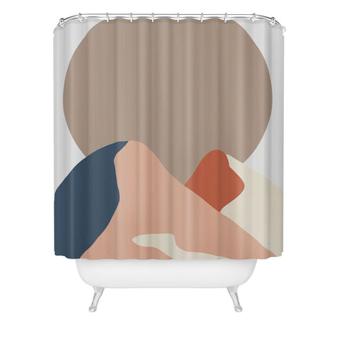 Mambo Art Studio Abstact Mountain Sun Shower Curtain