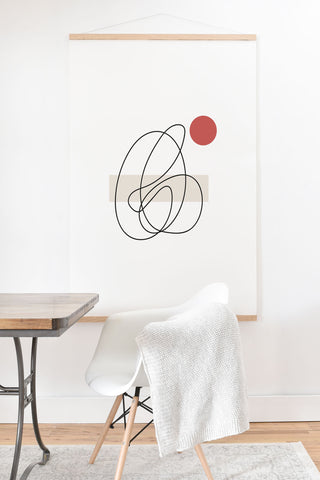 Mambo Art Studio Abstract Lines Red Dot Art Print And Hanger