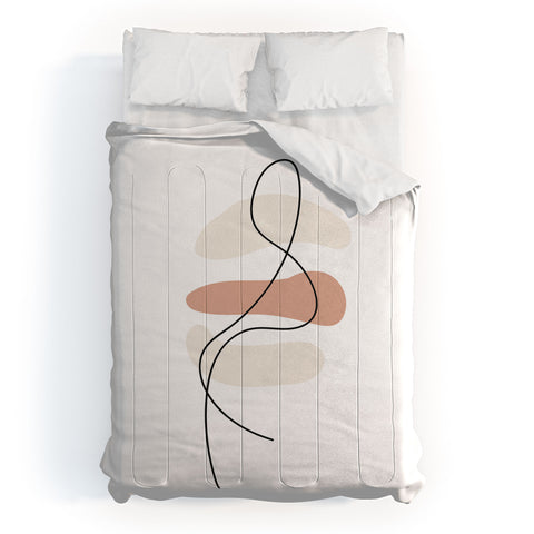 Mambo Art Studio Abstract Minimal Line Beige Comforter