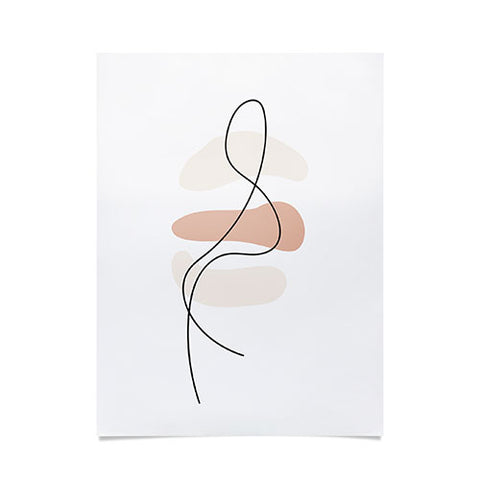Mambo Art Studio Abstract Minimal Line Beige Poster