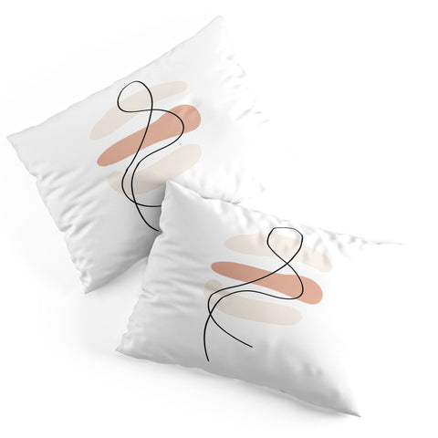 Mambo Art Studio Abstract Minimal Line Beige Pillow Shams