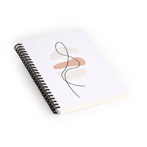 Mambo Art Studio Abstract Minimal Line Beige Spiral Notebook