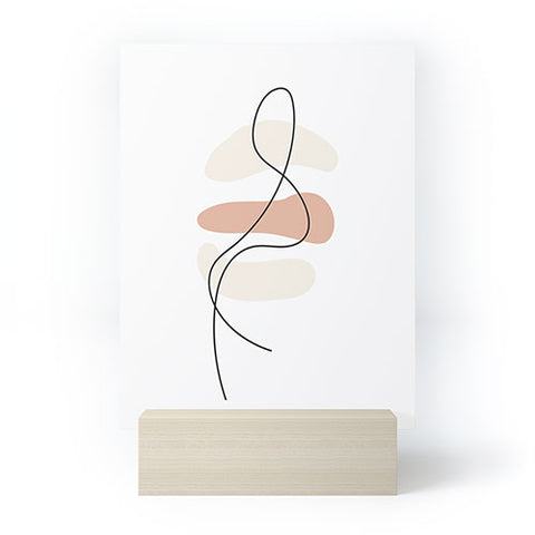 Mambo Art Studio Abstract Minimal Line Beige Mini Art Print