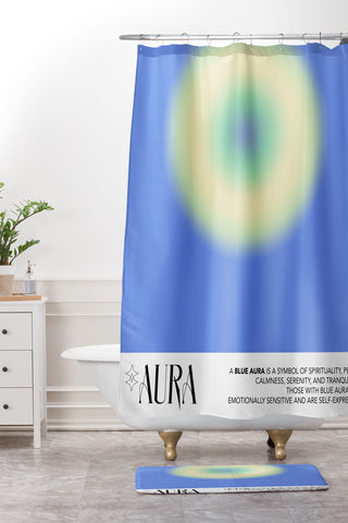 Mambo Art Studio Aura Blue Shower Curtain And Mat
