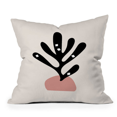 Mambo Art Studio Cut Out Plant Throw Pillow