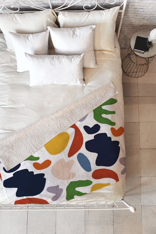 Mambo Art Studio Cut Out Shapes Vibrant Fleece Throw Blanket