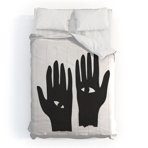 Mambo Art Studio Hands Eye Black Comforter