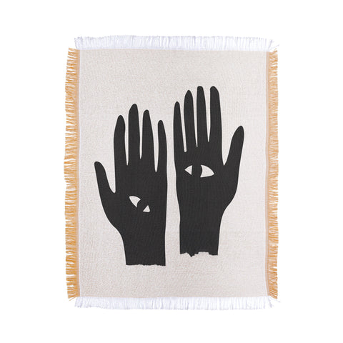 Mambo Art Studio Hands Eye Black Throw Blanket