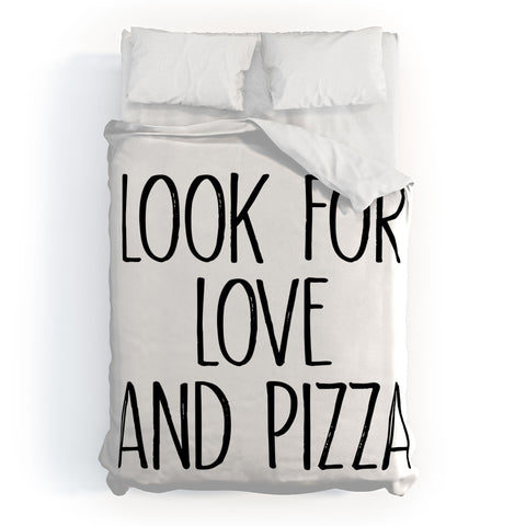 Mambo Art Studio Look for Love and Pizza Duvet Cover