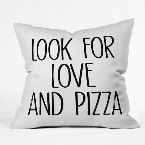 Mambo Art Studio Look for Love and Pizza Outdoor Throw Pillow