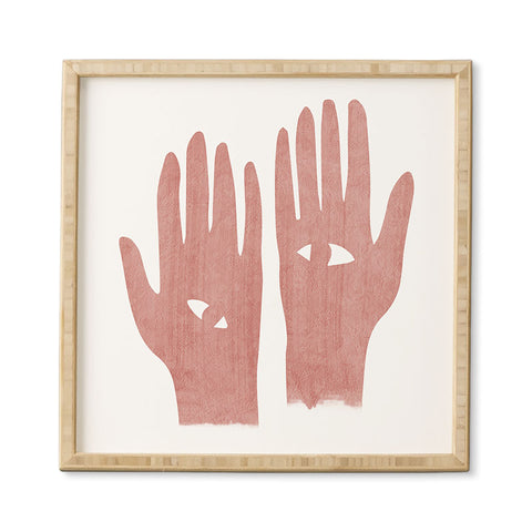 Mambo Art Studio Lucky Eye Hands Pink Framed Wall Art