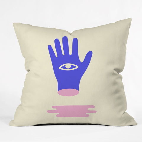 Mambo Art Studio Lucky Hand Eye Outdoor Throw Pillow