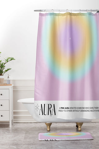 Mambo Art Studio Pink Aura Shower Curtain And Mat