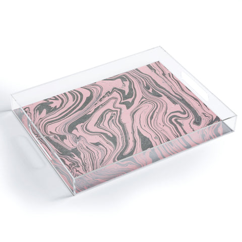 Mambo Art Studio Pink Marble Paper Acrylic Tray