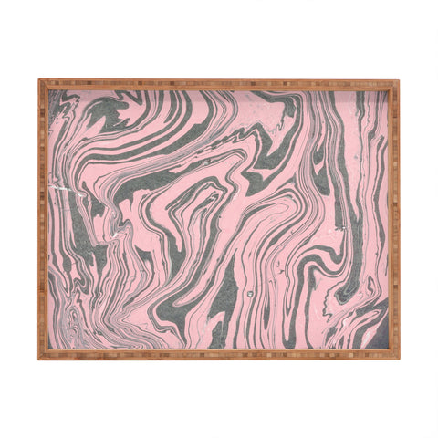 Mambo Art Studio Pink Marble Paper Rectangular Tray