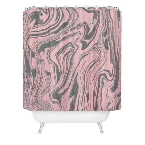 Mambo Art Studio Pink Marble Paper Shower Curtain