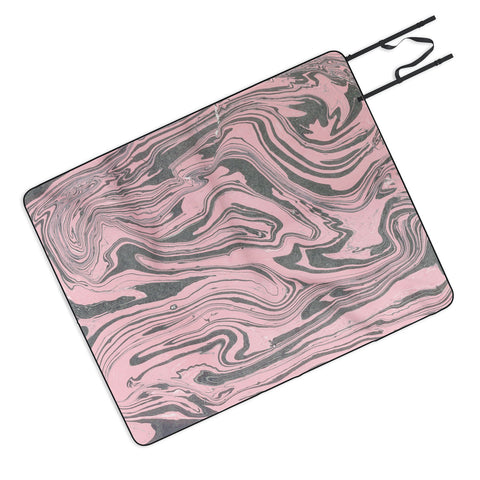 Mambo Art Studio Pink Marble Paper Picnic Blanket