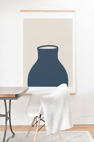 Mambo Art Studio Terracota Blue Vase Art Print And Hanger
