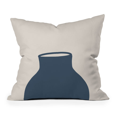 Mambo Art Studio Terracota Blue Vase Throw Pillow