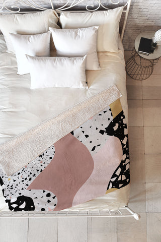 Mambo Art Studio Terrazzo in Pink Fleece Throw Blanket