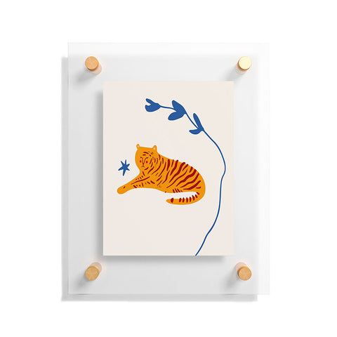 Mambo Art Studio Tiger and Leaf Floating Acrylic Print
