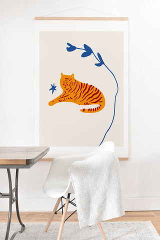 Mambo Art Studio Tiger and Leaf Art Print And Hanger