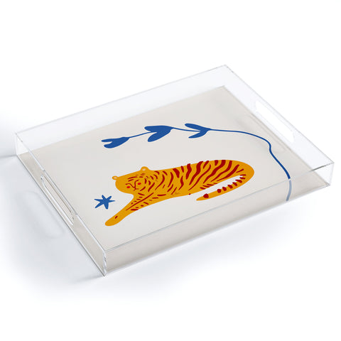 Mambo Art Studio Tiger and Leaf Acrylic Tray