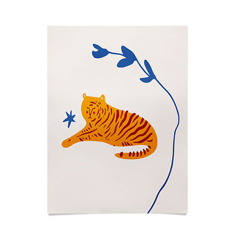 Mambo Art Studio Tiger and Leaf Poster